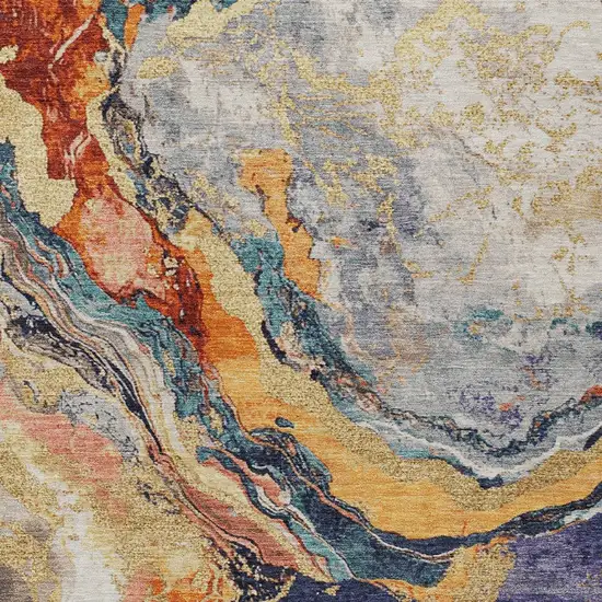 Linen And Charcoal Abstract Washable Indoor Outdoor Area Rug Photo 9