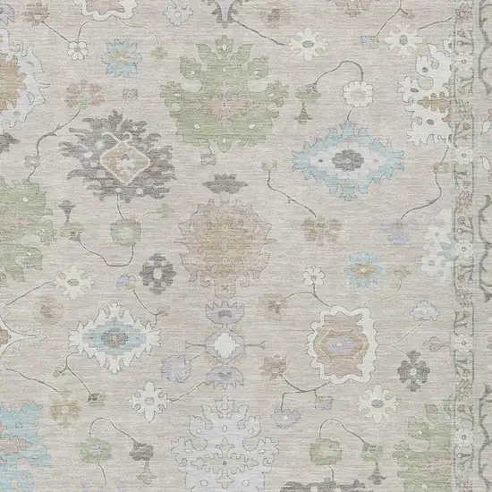 Linen And Fern Green Oriental Washable Indoor Outdoor Area Rug Photo 6