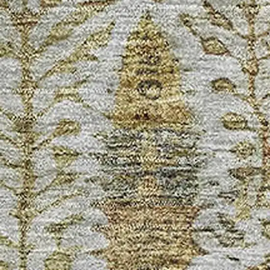 Linen And Gold Floral Vines Washable Area Rug With UV Protection Photo 3