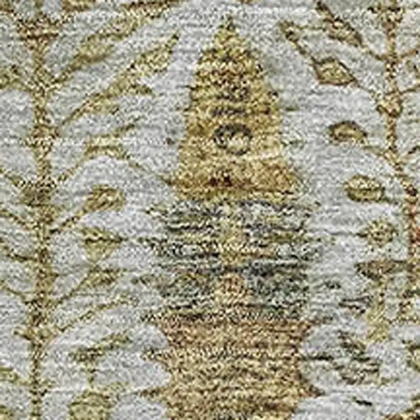 Linen And Gold Floral Vines Washable Area Rug With UV Protection Photo 3