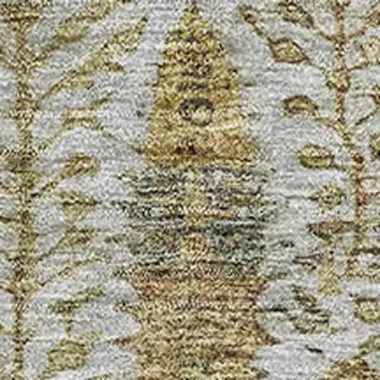 Linen And Gold Floral Vines Washable Area Rug With UV Protection Photo 3