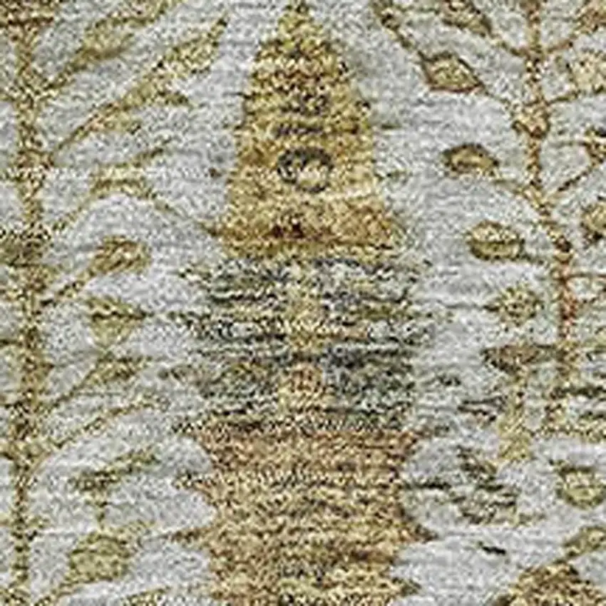 Linen And Gold Floral Vines Washable Area Rug With UV Protection Photo 3
