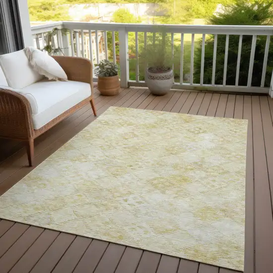Linen And Gold Geometric Washable Indoor Outdoor Area Rug Photo 7