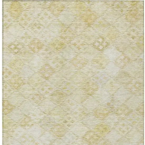 Linen And Gold Geometric Washable Indoor Outdoor Area Rug Photo 6