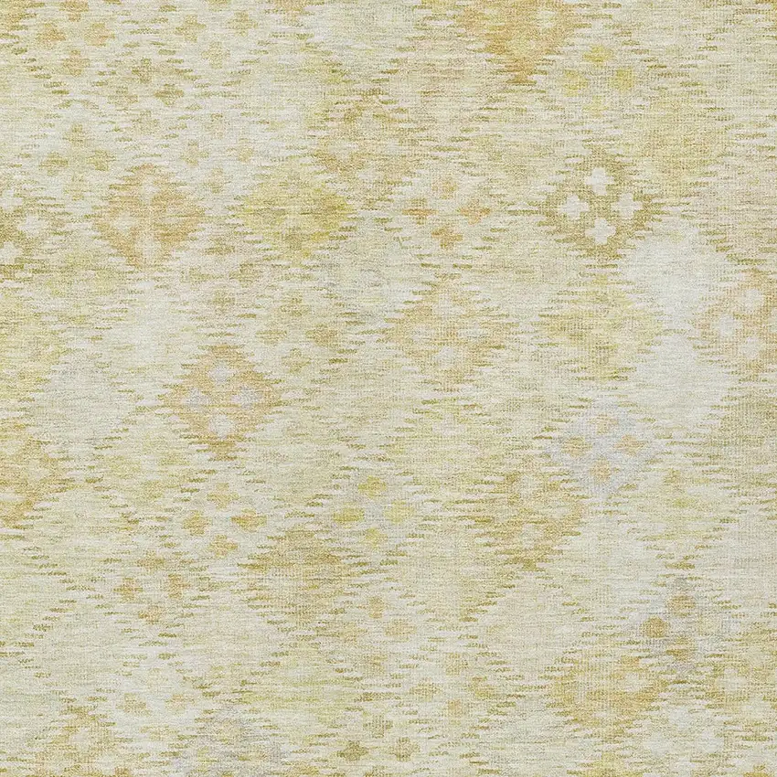 Linen And Gold Geometric Washable Indoor Outdoor Area Rug Photo 5