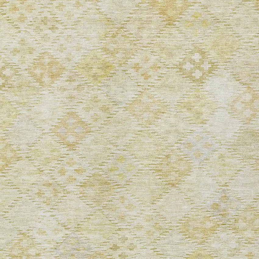 Linen And Gold Geometric Washable Indoor Outdoor Area Rug Photo 5