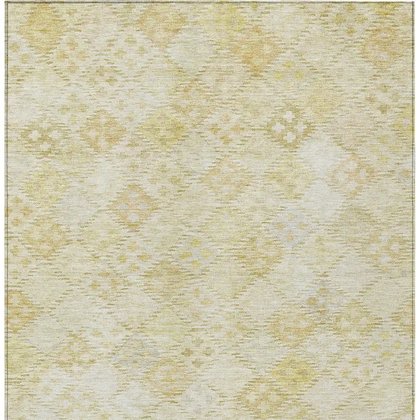 Linen And Gold Geometric Washable Indoor Outdoor Area Rug Photo 6