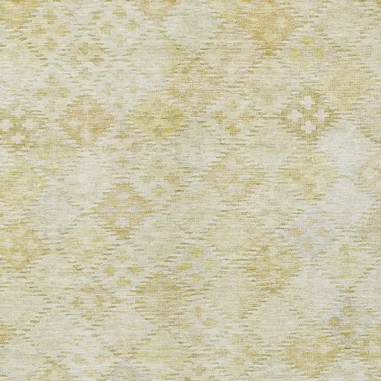 Linen And Gold Geometric Washable Indoor Outdoor Area Rug Photo 5