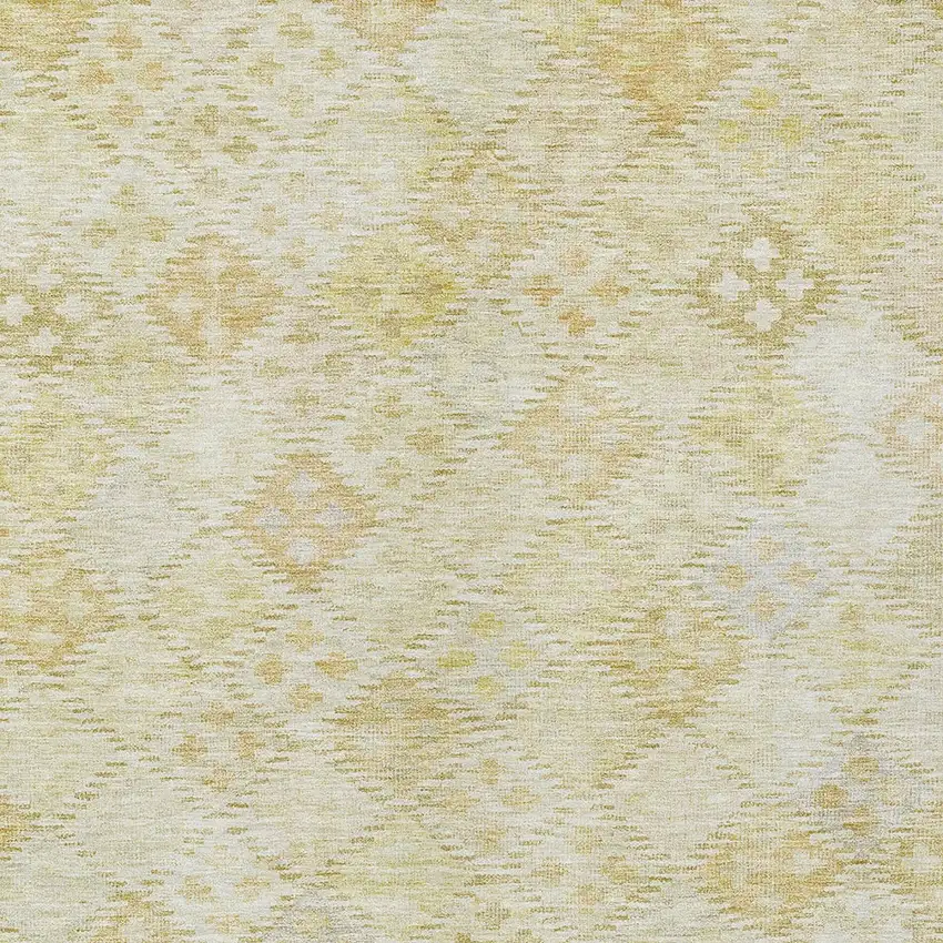 Linen And Gold Geometric Washable Indoor Outdoor Area Rug Photo 5