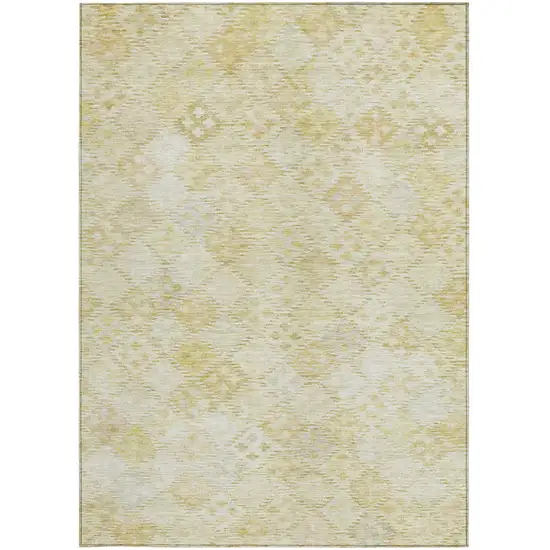 Linen And Gold Geometric Washable Indoor Outdoor Area Rug Photo 6