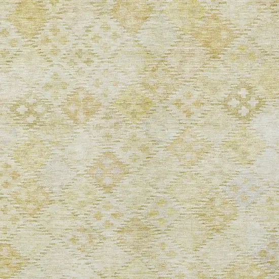 Linen And Gold Geometric Washable Indoor Outdoor Area Rug Photo 5