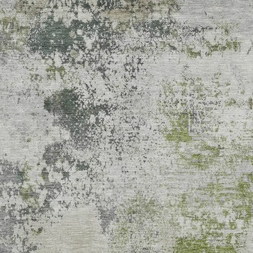Linen And Gray Abstract Washable Area Rug With UV Protection Photo 3