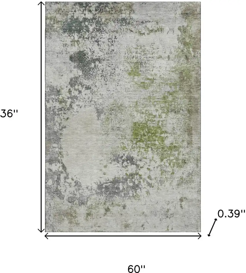 Linen And Gray Abstract Washable Area Rug With UV Protection Photo 8
