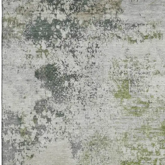 Linen And Gray Abstract Washable Area Rug With UV Protection Photo 3