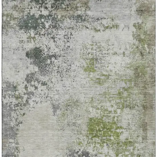 Linen And Gray Abstract Washable Area Rug With UV Protection Photo 4