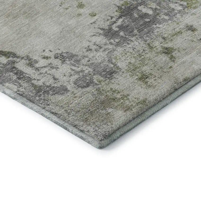 Linen And Gray Abstract Washable Area Rug With UV Protection Photo 7
