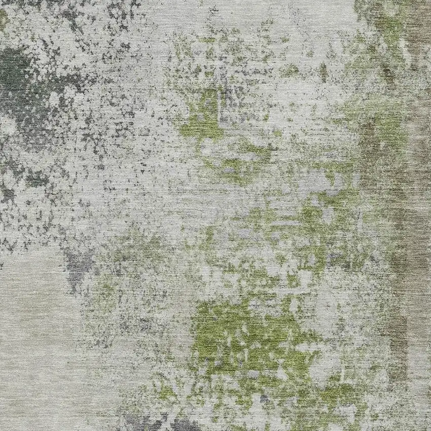 Linen And Gray Abstract Washable Area Rug With UV Protection Photo 3