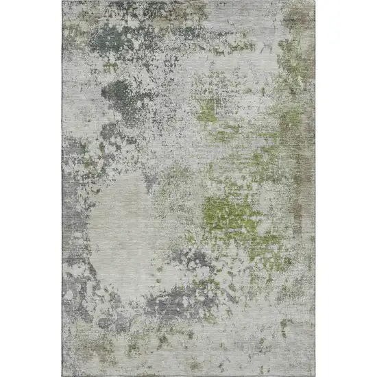 Linen And Gray Abstract Washable Area Rug With UV Protection Photo 1