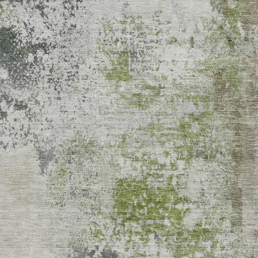Linen And Gray Abstract Washable Area Rug With UV Protection Photo 3