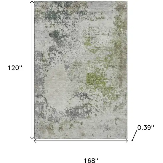 Linen And Gray Abstract Washable Area Rug With UV Protection Photo 9
