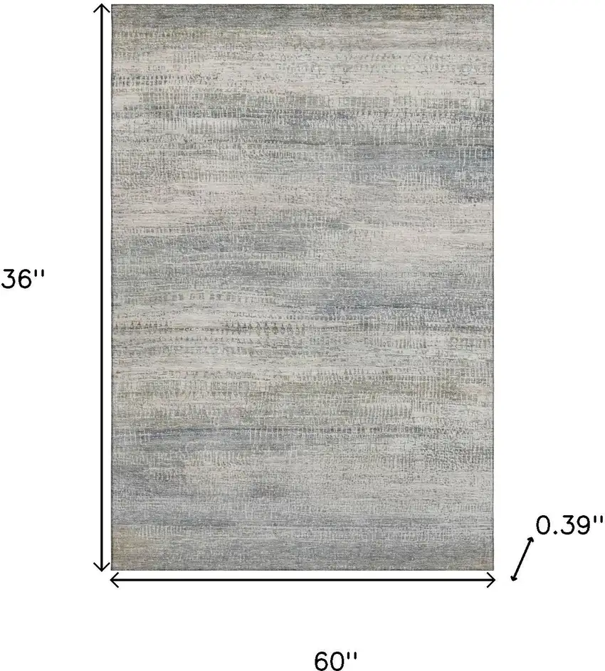 Linen And Gray Abstract Washable Area Rug With UV Protection Photo 9