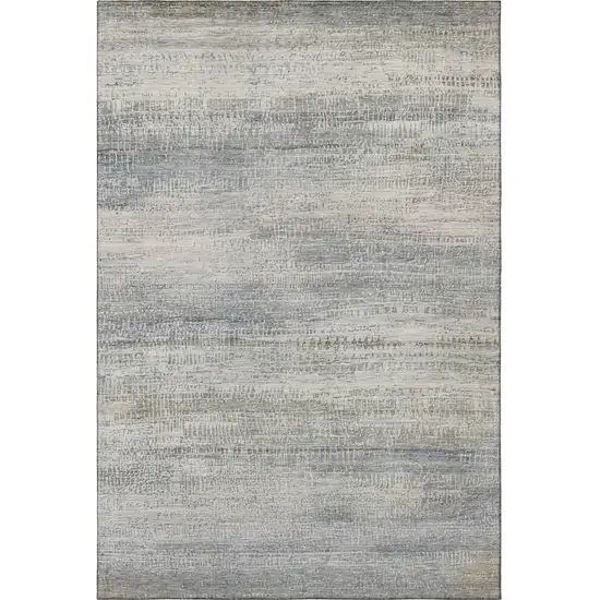 Linen And Gray Abstract Washable Area Rug With UV Protection Photo 4