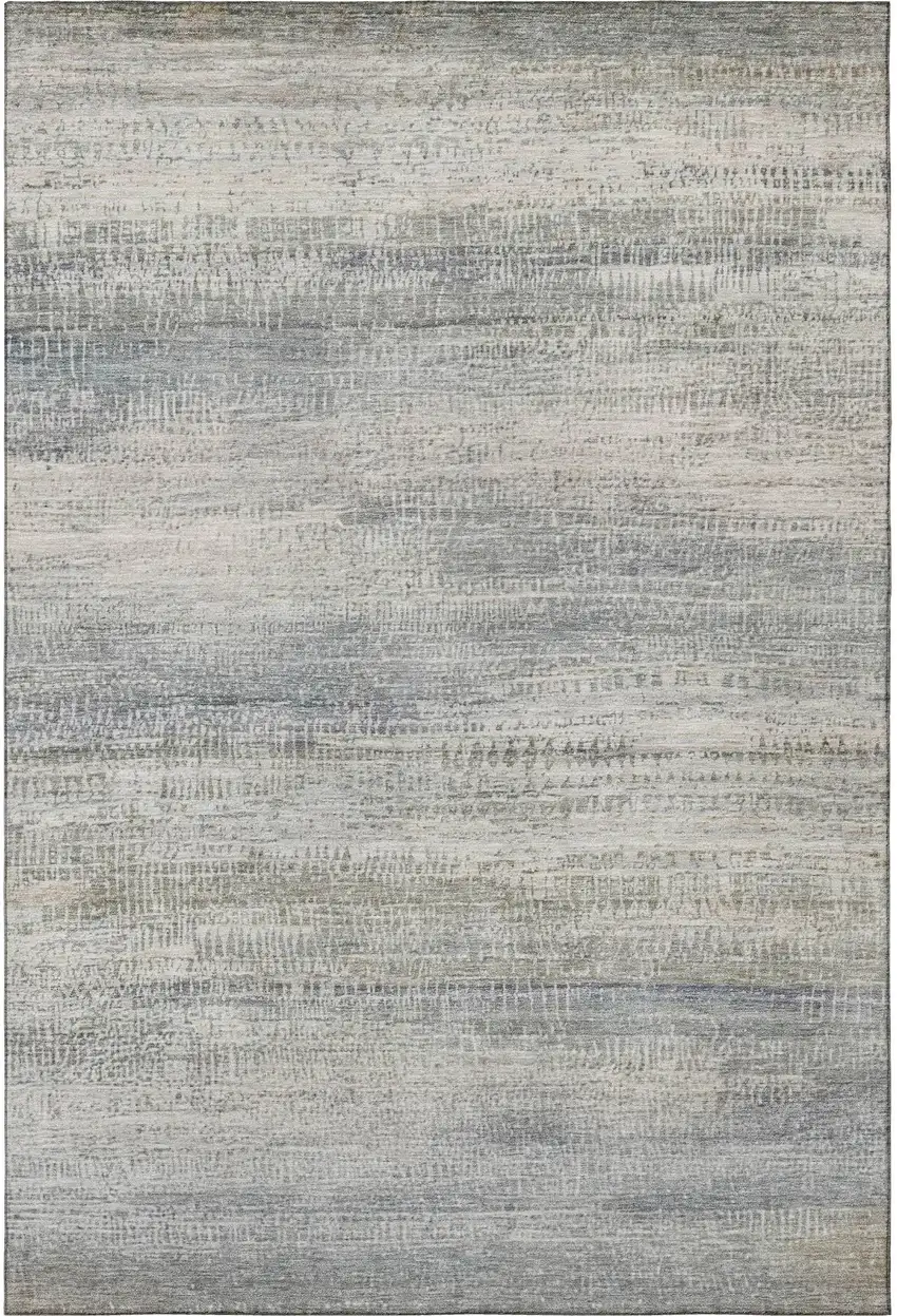 Linen And Gray Abstract Washable Area Rug With UV Protection Photo 4