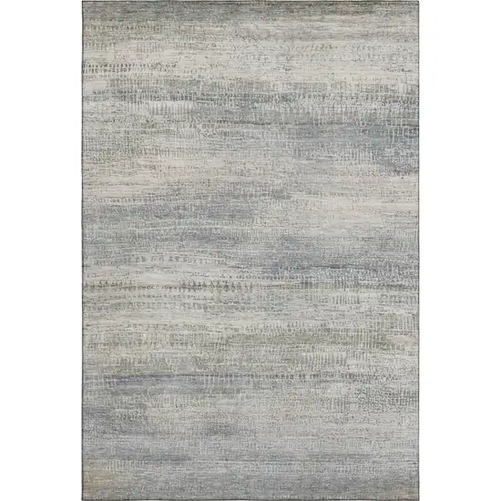 Linen And Gray Abstract Washable Area Rug With UV Protection Photo 1