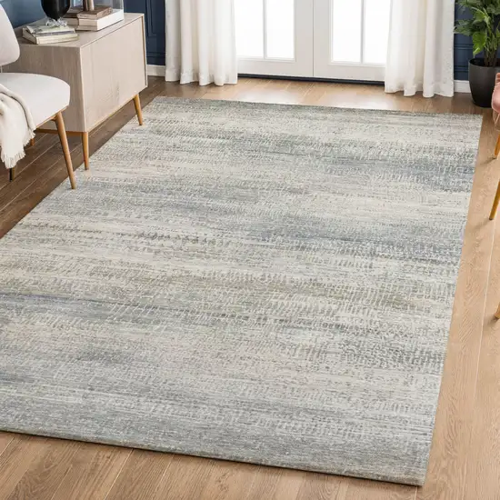 Linen And Gray Abstract Washable Area Rug With UV Protection Photo 6