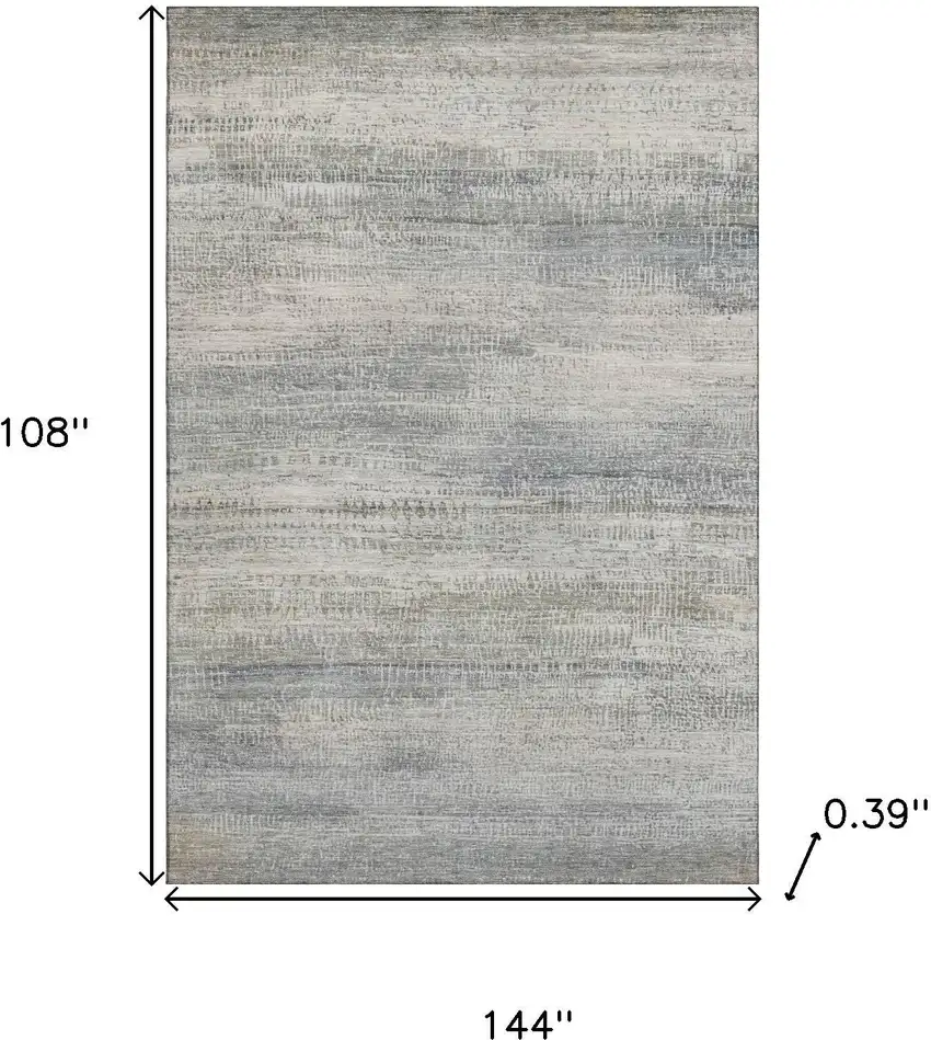 Linen And Gray Abstract Washable Area Rug With UV Protection Photo 9