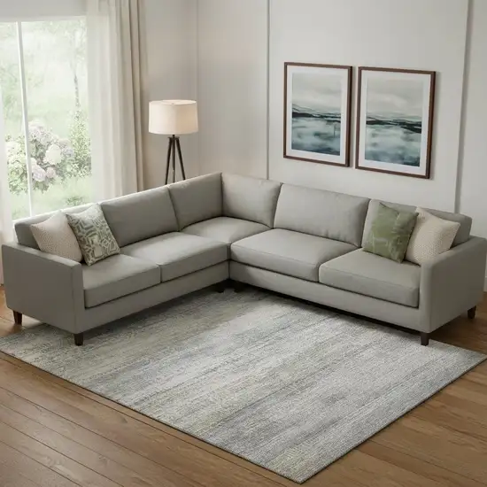 Linen And Gray Abstract Washable Area Rug With UV Protection Photo 2