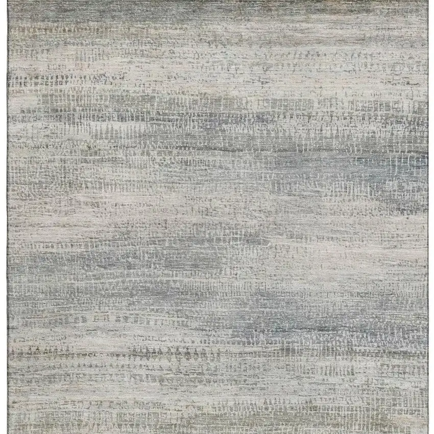 Linen And Gray Abstract Washable Area Rug With UV Protection Photo 4