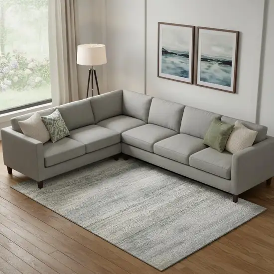 Linen And Gray Abstract Washable Area Rug With UV Protection Photo 2