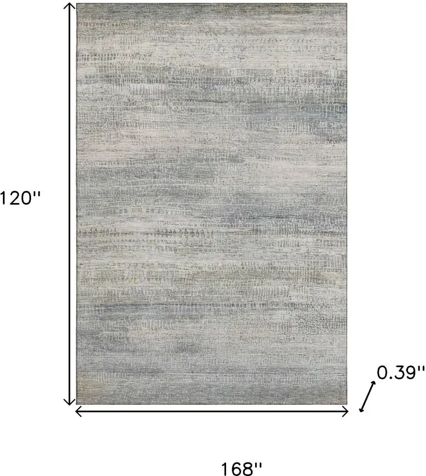Linen And Gray Abstract Washable Area Rug With UV Protection Photo 9
