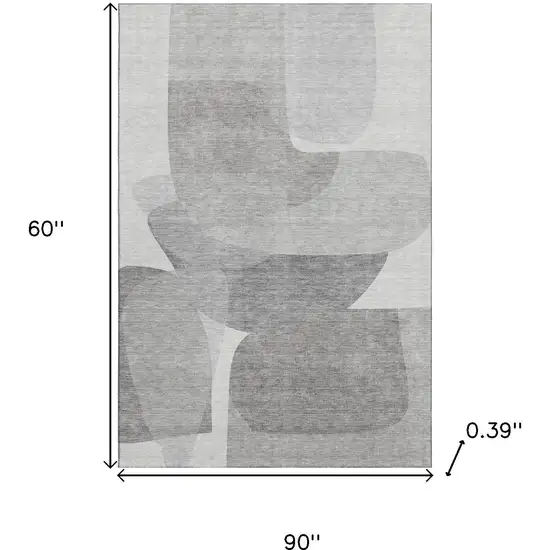 Linen And Gray Abstract Washable Area Rug With UV Protection Photo 8