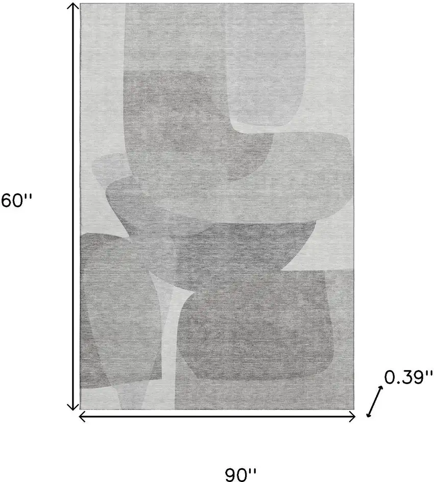 Linen And Gray Abstract Washable Area Rug With UV Protection Photo 8