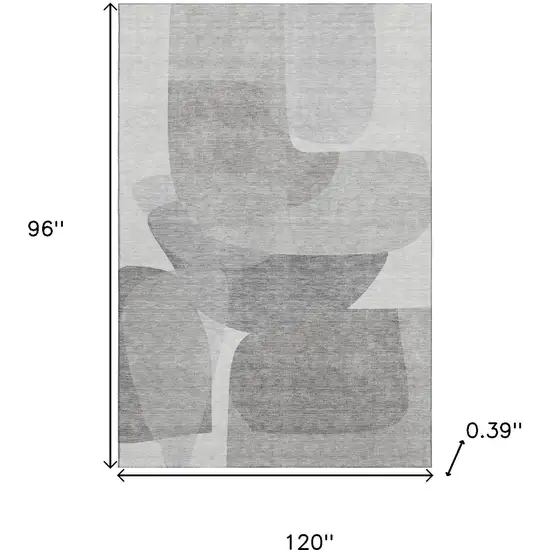 Linen And Gray Abstract Washable Area Rug With UV Protection Photo 9