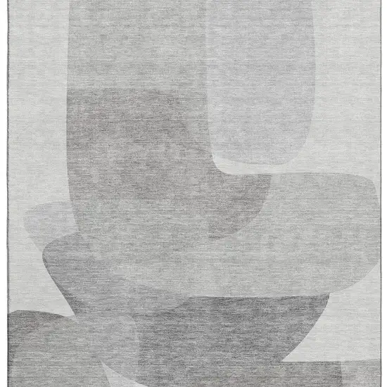 Linen And Gray Abstract Washable Area Rug With UV Protection Photo 3