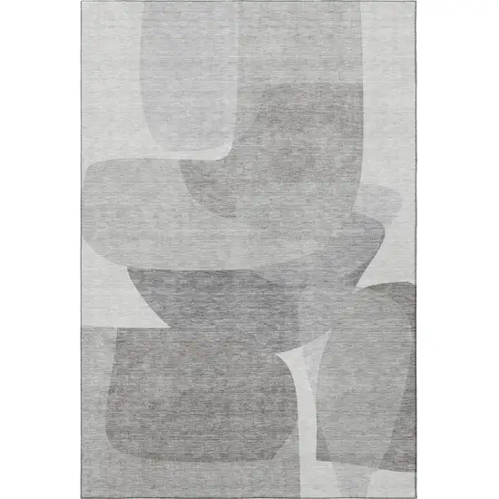 Linen And Gray Abstract Washable Area Rug With UV Protection Photo 4