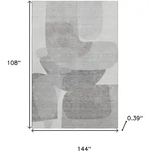 Photo of Linen And Gray Abstract Washable Area Rug With UV Protection