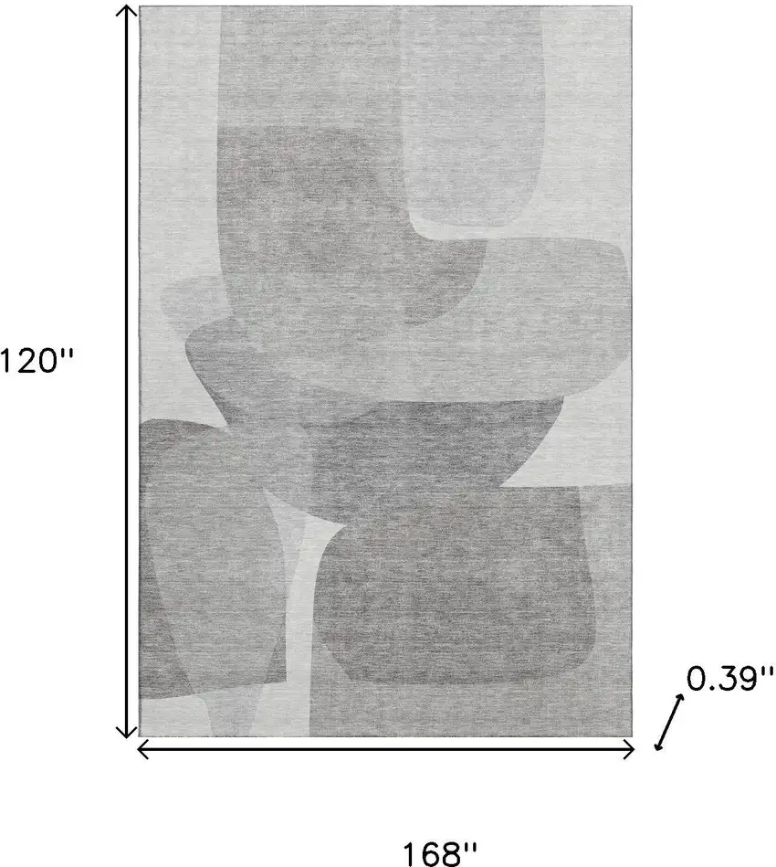 Linen And Gray Abstract Washable Area Rug With UV Protection Photo 9