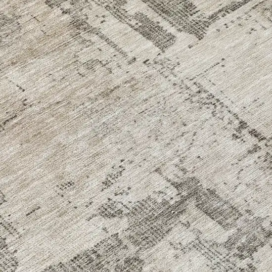 Linen And Gray Abstract Washable Indoor Outdoor Area Rug Photo 8