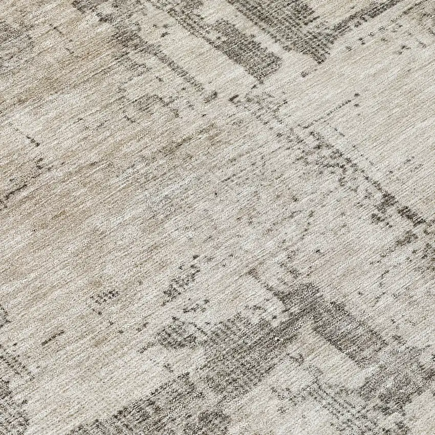 Linen And Gray Abstract Washable Indoor Outdoor Area Rug Photo 8