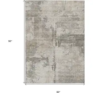 Photo of Linen And Gray Abstract Washable Indoor Outdoor Area Rug