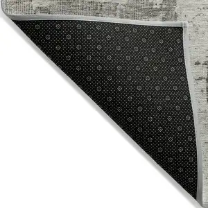 Photo of Linen And Gray Abstract Washable Indoor Outdoor Area Rug