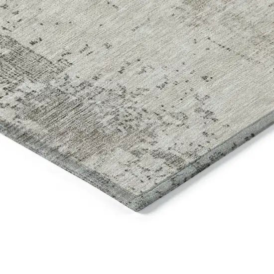 Linen And Gray Abstract Washable Indoor Outdoor Area Rug Photo 5
