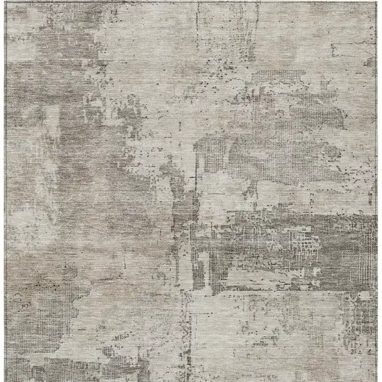 Linen And Gray Abstract Washable Indoor Outdoor Area Rug Photo 7