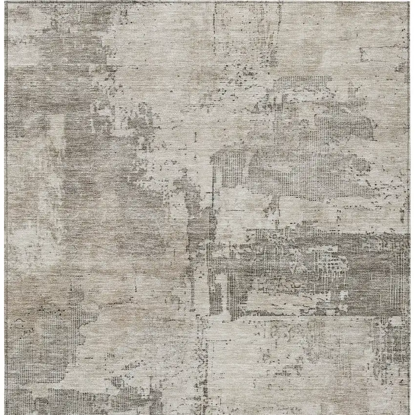 Linen And Gray Abstract Washable Indoor Outdoor Area Rug Photo 7