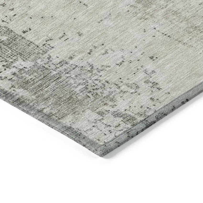 Linen And Gray Abstract Washable Indoor Outdoor Area Rug Photo 5