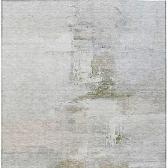 Linen And Gray Abstract Washable Indoor Outdoor Area Rug Photo 9